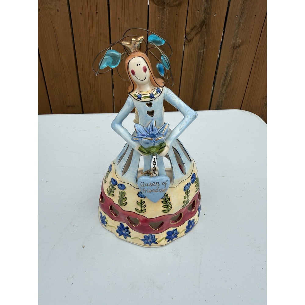 Vintage 2009 Blue Sky Clayworks "Queen Of Friendship" Tea Light Holder